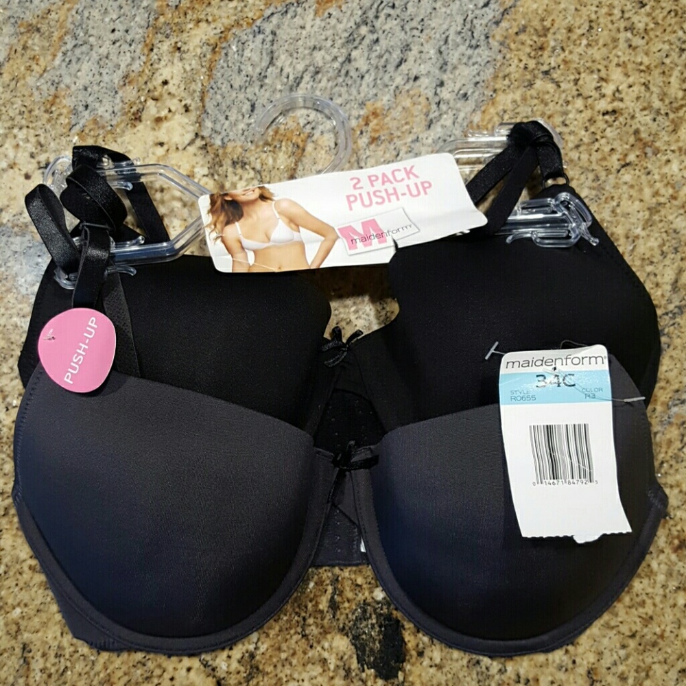 Maidenform 34 C 2 pack Black / Gray Push up bra